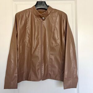 Women's a.n.a Light Weight Motorcycle Moto Jacket, Size Medium Light Brown